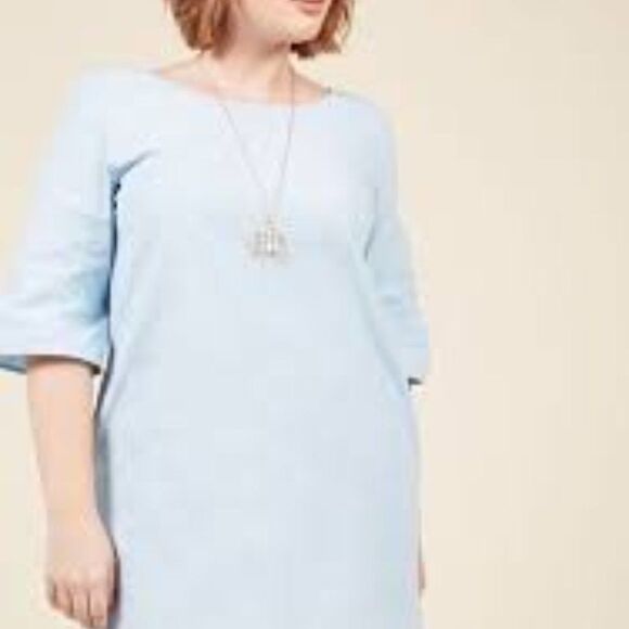 Modcloth Crisp Sky Blue Shift Dress - Picture 3 of 5